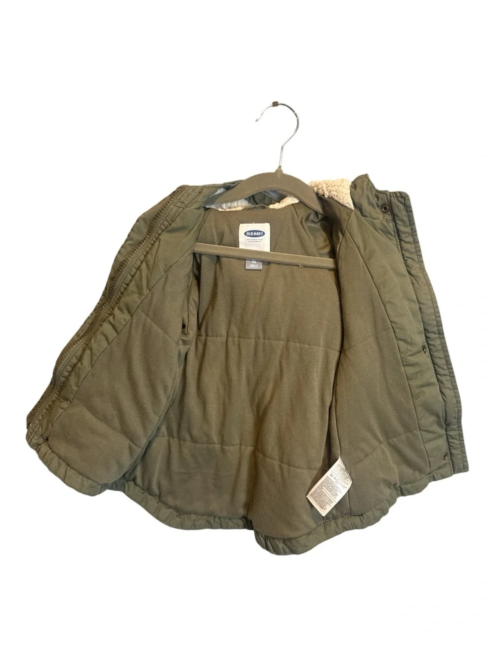 Old Navy Toddler Girls Hooded Utility Jacket Olive Green Fall Casual Jacket 3T